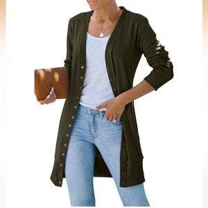 MEROKEETY Women's Spring Long Sleeve Cardigan Sweater with buttons